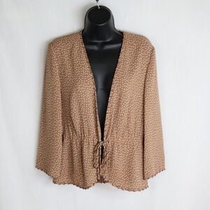 JACQUES VERT Tie Front Polka Dot Blouse with Chain detail